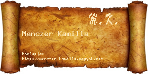 Menczer Kamilla névjegykártya